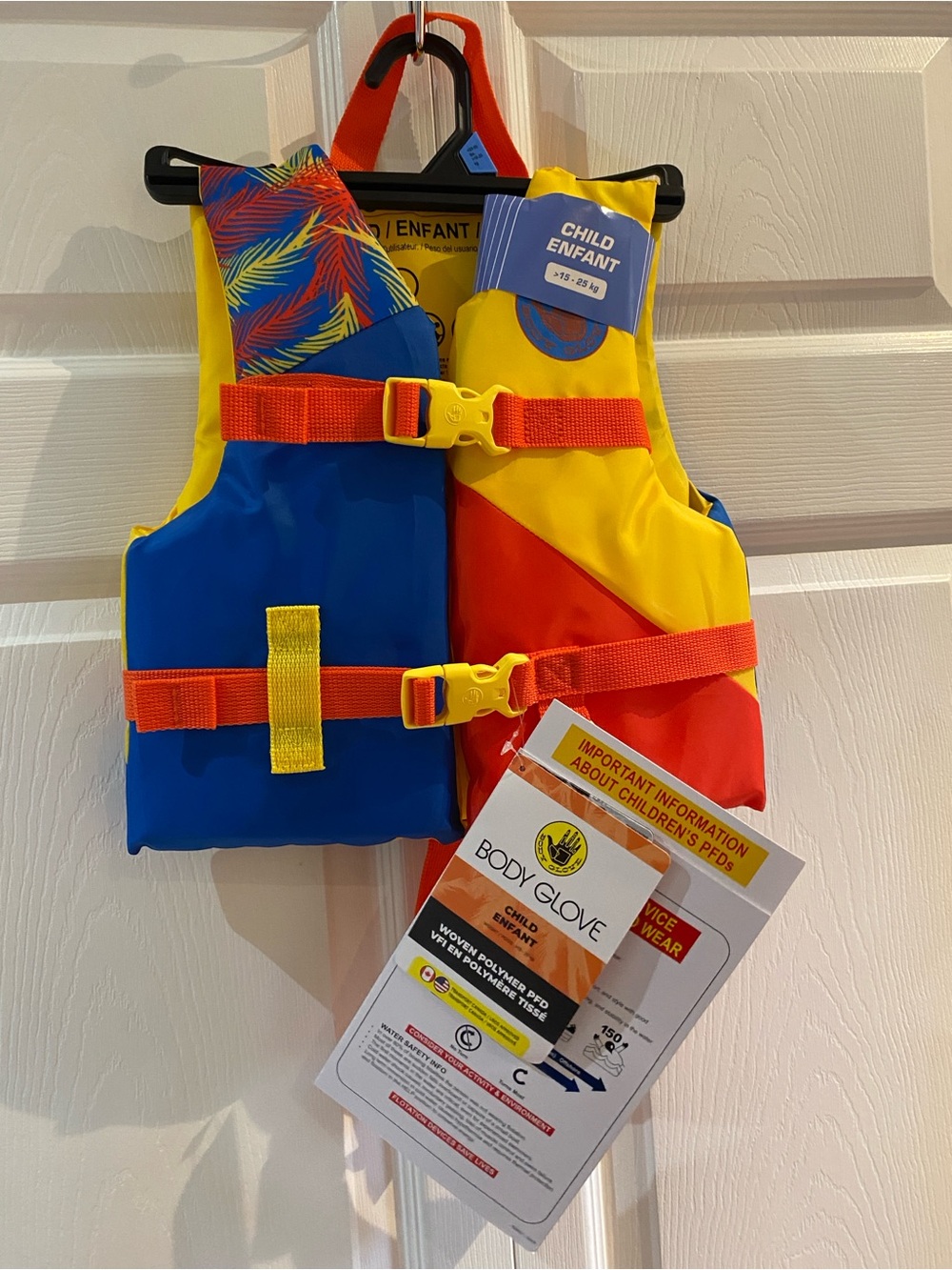 Body Glove Child Yellow Red Blue PFD Life Jacket Floater Vest 15-25 kg